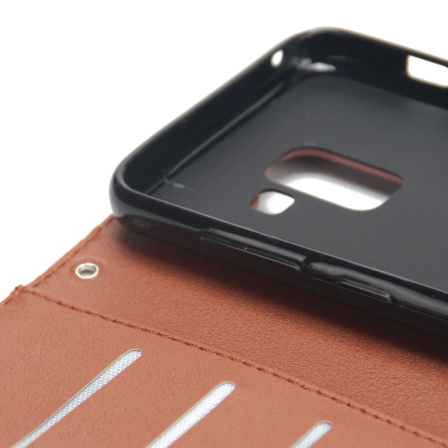 For Samsung J6 2018 PU Cell Phone Case Non-slip Shockproof Protective Case with Card Slot  Golden