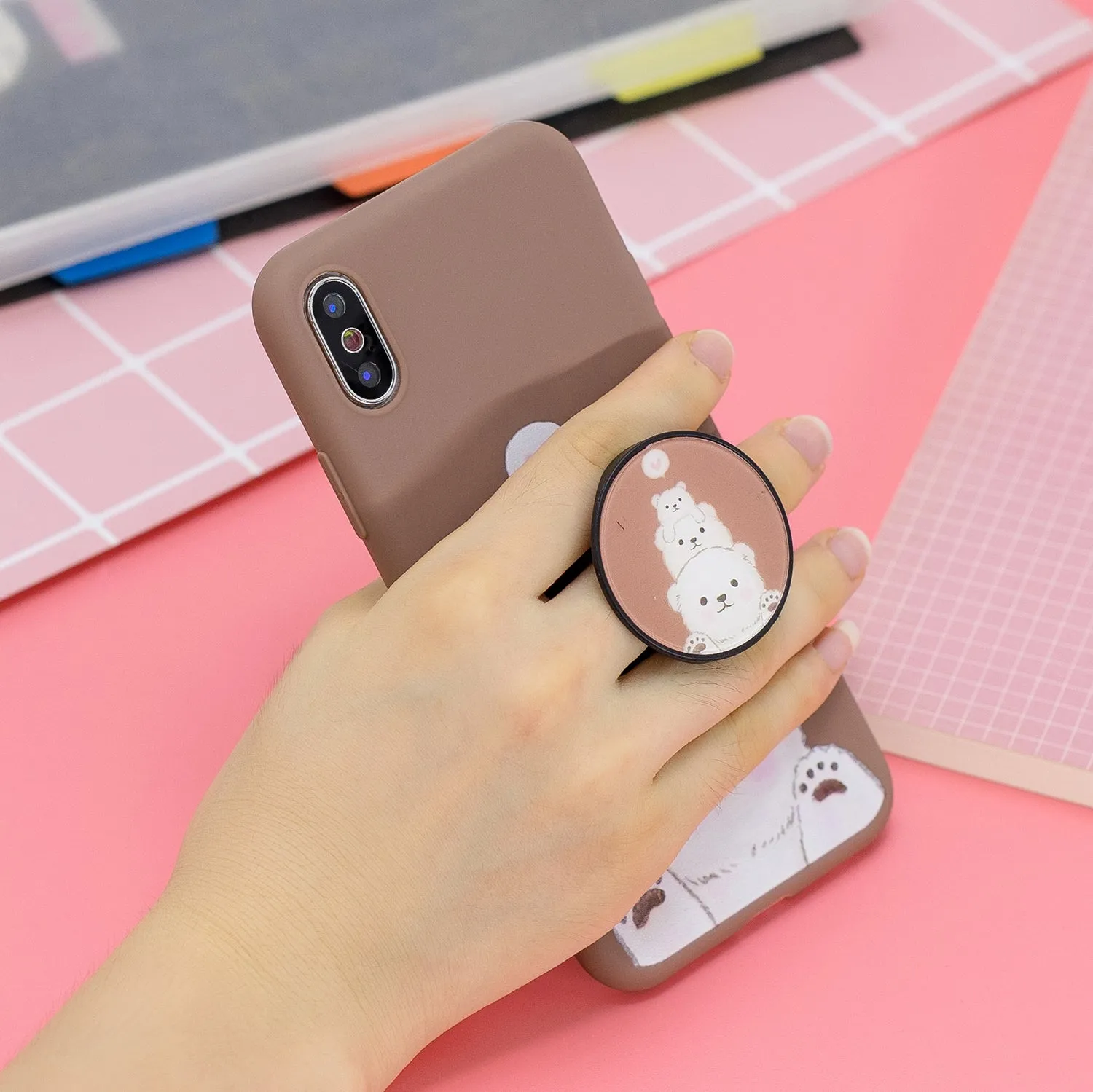 For Samsung J6 PLUS Non-Slip TPU Bumper Case Shockproof Full-Body Protective Case Cover with Adjustable Bracket 3