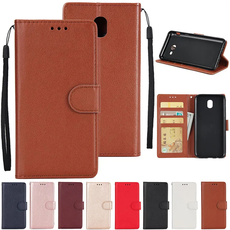 For Samsung J7 2017 European Edition/J730/J7 PRO PU Leather Protective Phone Case with 3 Card Position blue