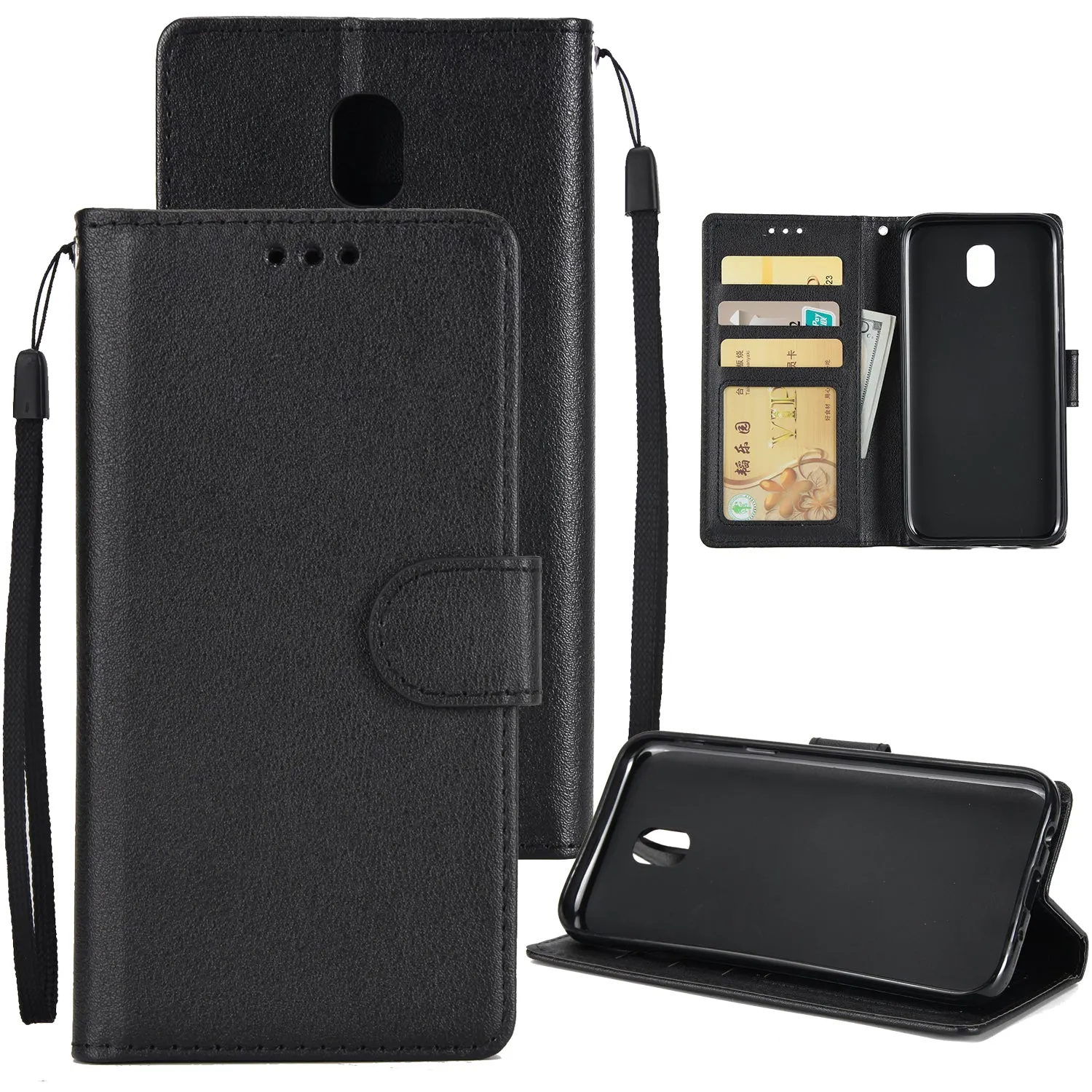For Samsung J7 2017 European Edition/J730/J7 PRO PU Leather Protective Phone Case with 3 Card Position blue