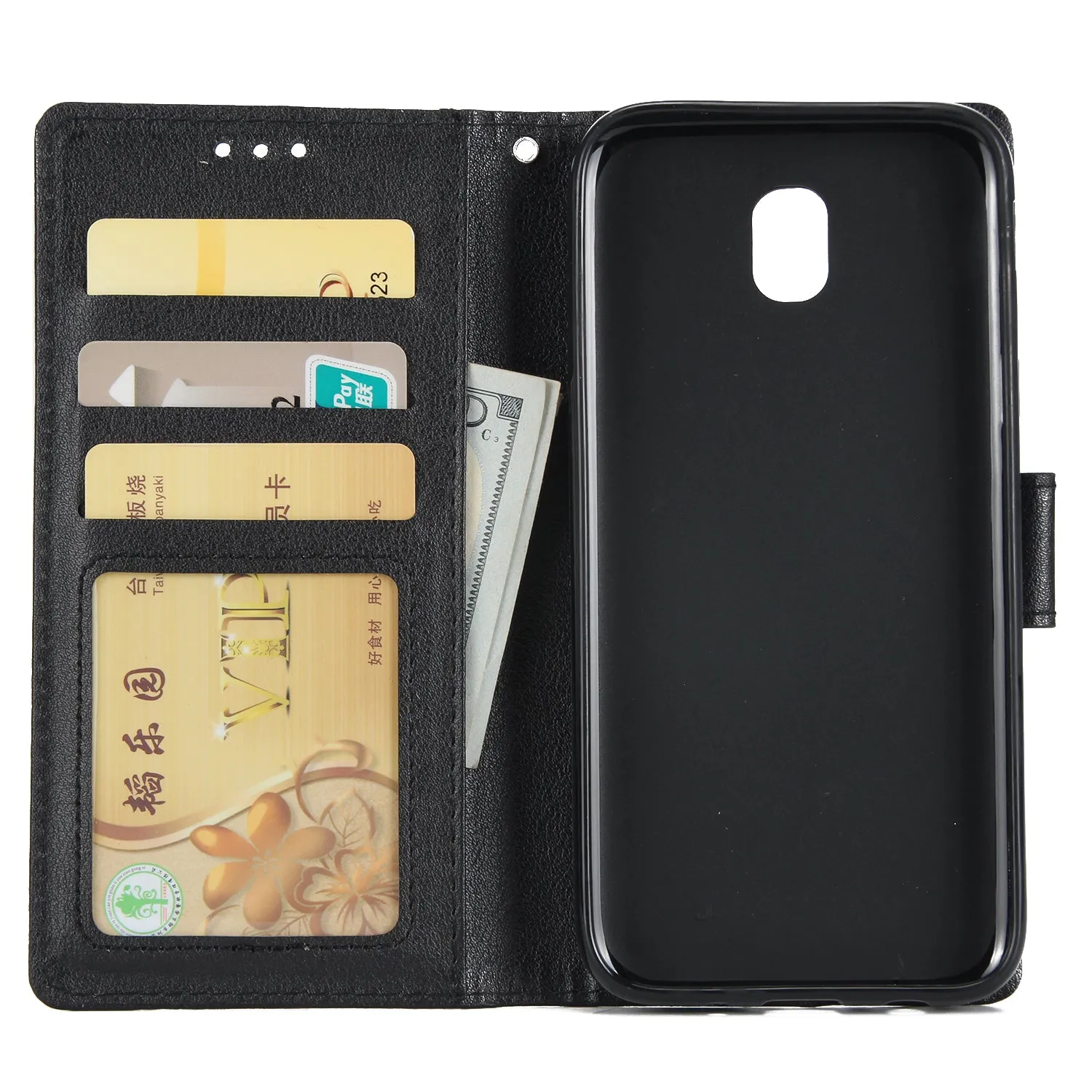 For Samsung J7 2017 European Edition/J730/J7 PRO PU Leather Protective Phone Case with 3 Card Position blue
