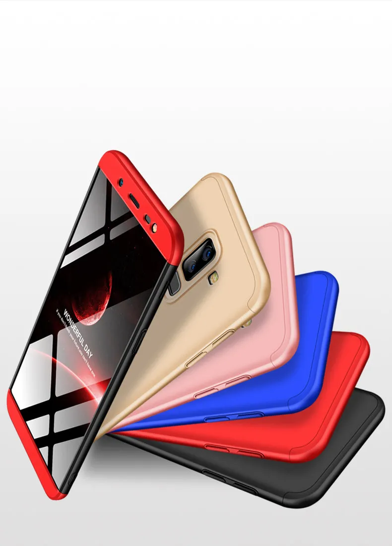 For Samsung J8 2018 360 Degree Protective Case Ultra Thin Hard Back Cover red