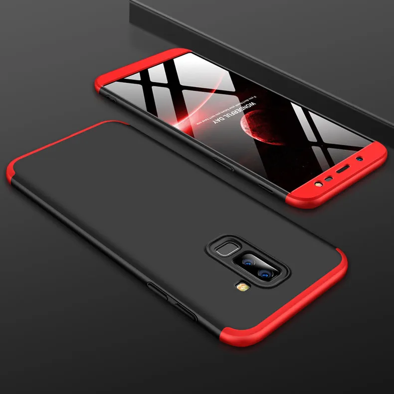 For Samsung J8 2018 360 Degree Protective Case Ultra Thin Hard Back Cover red