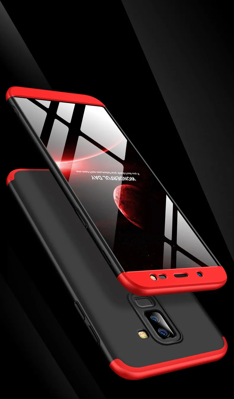 For Samsung J8 2018 360 Degree Protective Case Ultra Thin Hard Back Cover red
