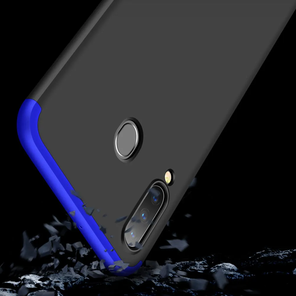 For Samsung M30 Ultra Slim PC Back Cover Non-slip Shockproof 360 Degree Full Protective Case Blue black blue
