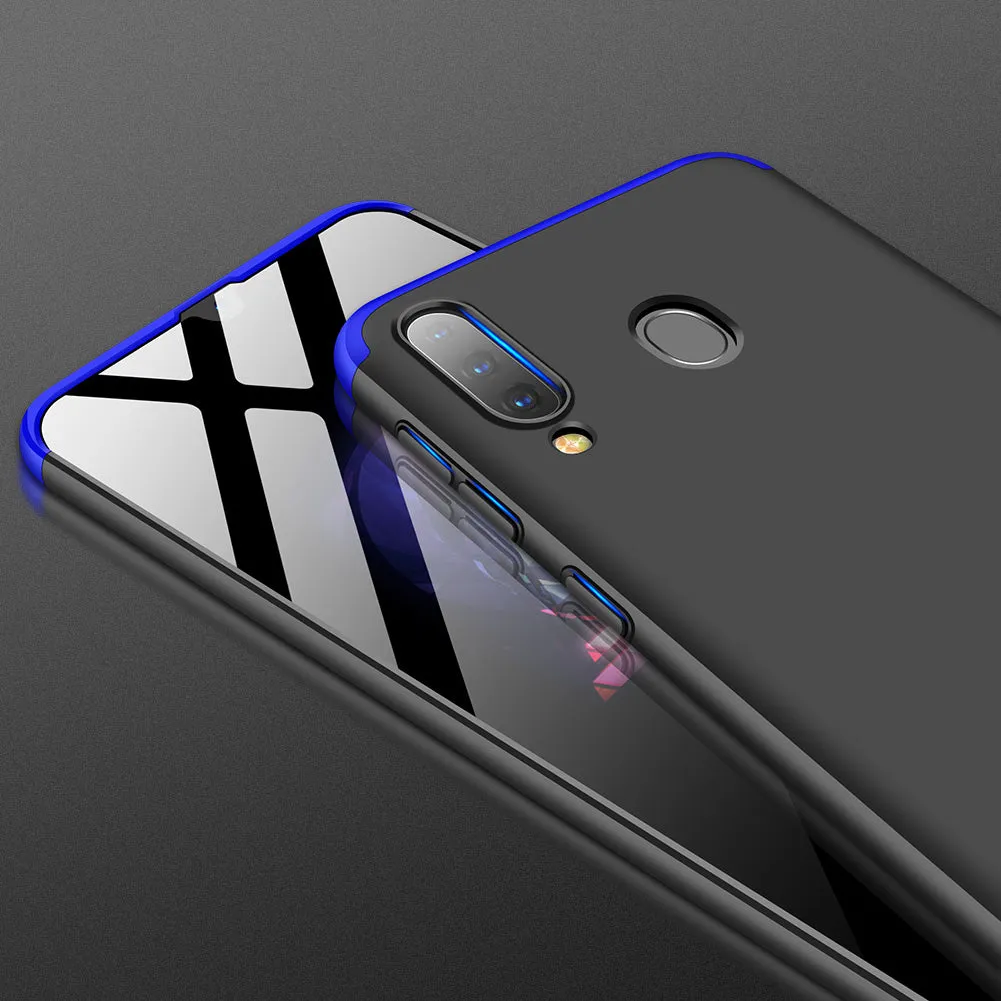 For Samsung M30 Ultra Slim PC Back Cover Non-slip Shockproof 360 Degree Full Protective Case Blue black blue