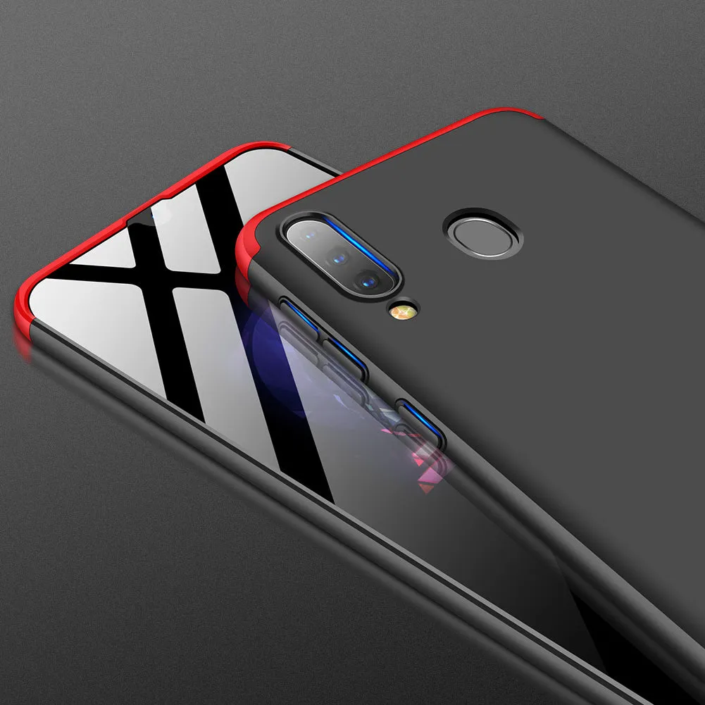 For Samsung M30 Ultra Slim PC Back Cover Non-slip Shockproof 360 Degree Full Protective Case Red black red