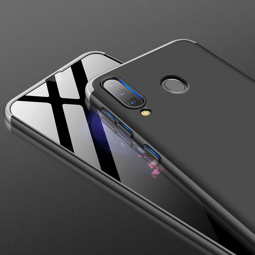 For Samsung M30 Ultra Slim PC Back Cover Non-slip Shockproof 360 Degree Full Protective Case Silver black silver