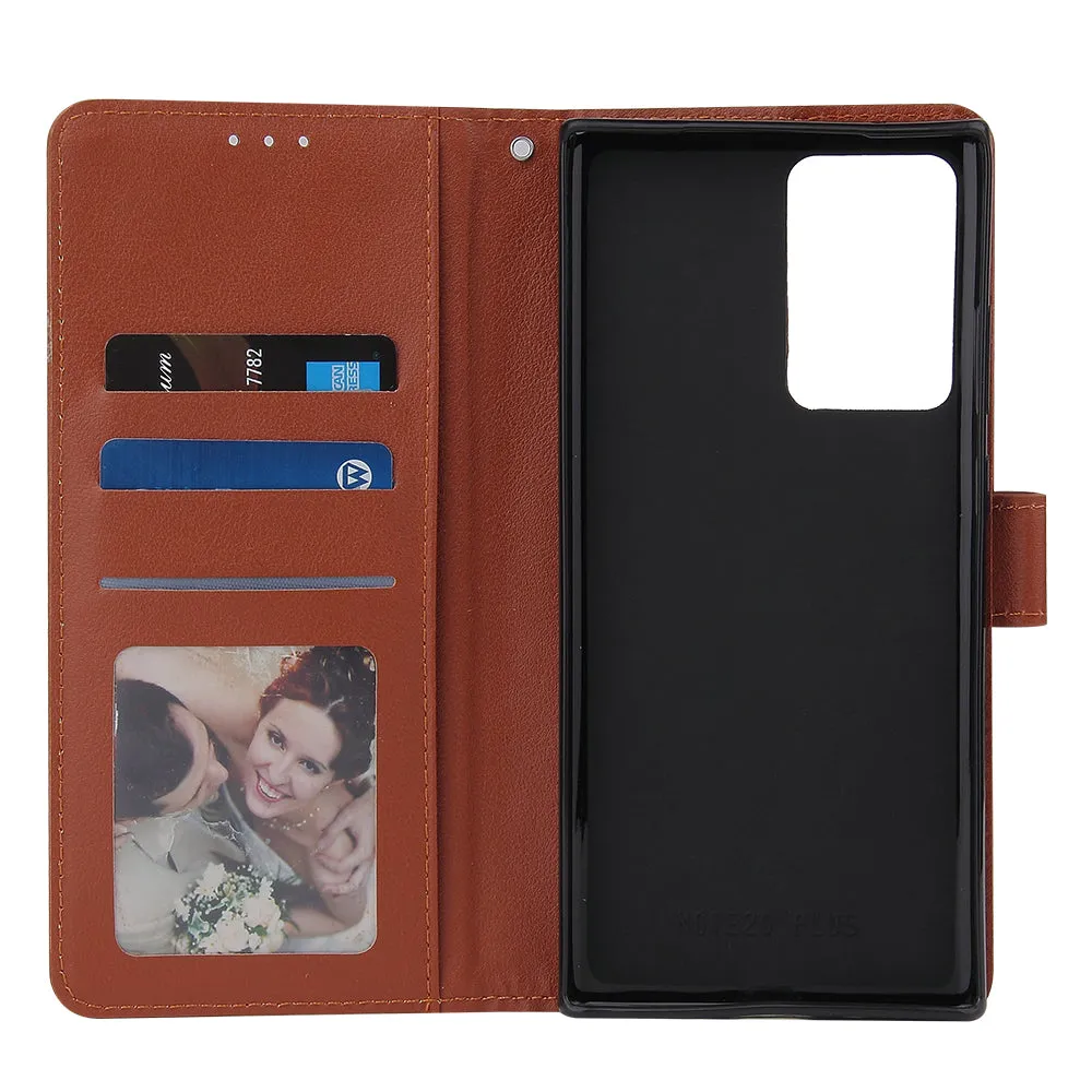 For Samsung Note 20/Note 20 Ultra PU Leather Three-card Photo Frame Front Buckle Mobile Phone shell red