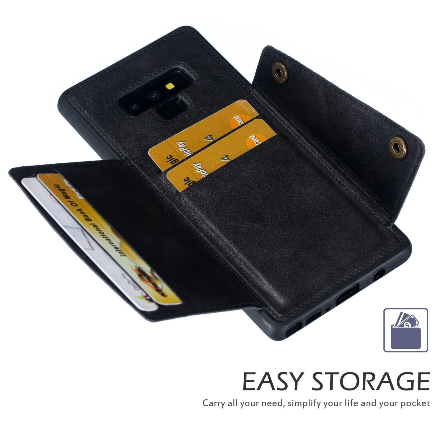 For Samsung NOTE 9 Phone Case Protective Back Cover with Card Holder Bracket black_Samsung NOTE 9