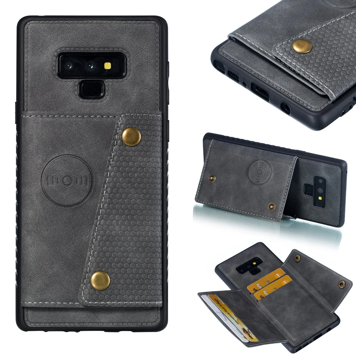 For Samsung NOTE 9 Phone Case Protective Back Cover with Card Holder Bracket blue_Samsung NOTE 9