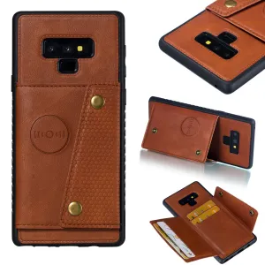 For Samsung NOTE 9 Phone Case Protective Back Cover with Card Holder Bracket Light Brown_Samsung NOTE 9