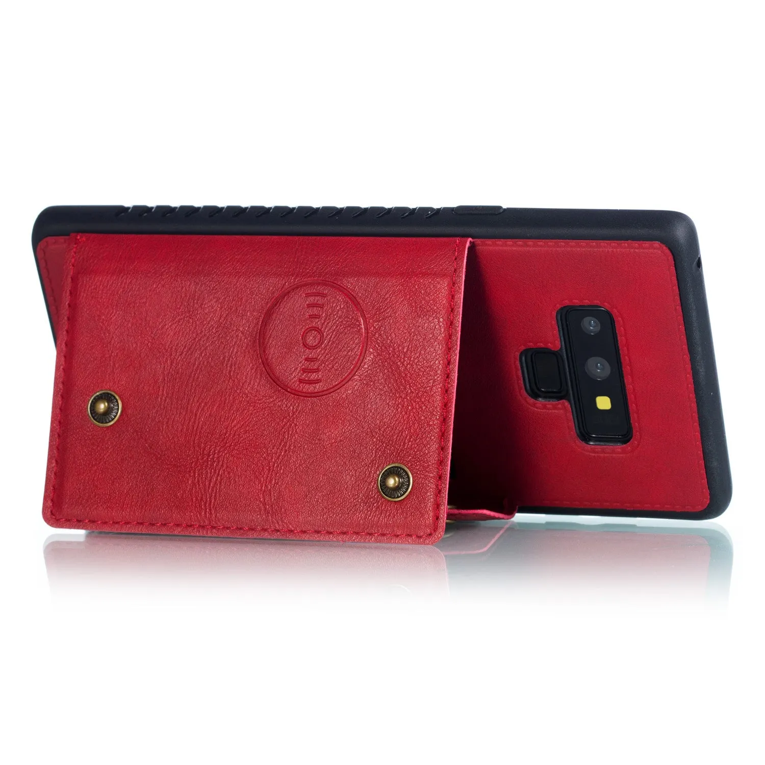 For Samsung NOTE 9 Phone Case Protective Back Cover with Card Holder Bracket red_Samsung NOTE 9