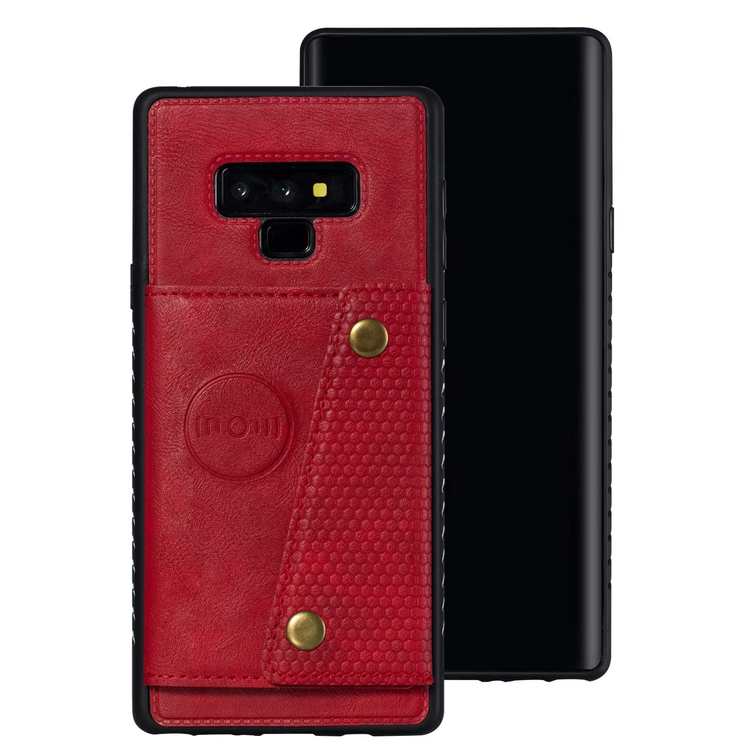 For Samsung NOTE 9 Phone Case Protective Back Cover with Card Holder Bracket red_Samsung NOTE 9