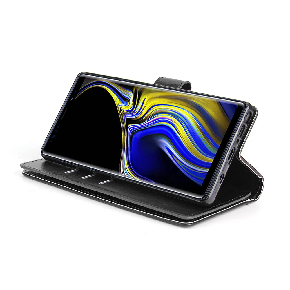 For Samsung Note 9 PU Full Protective Cover with 9 Card Slot Lanyard Bracket Buckle brown
