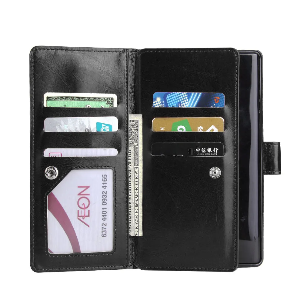 For Samsung Note 9 PU Full Protective Cover with 9 Card Slot Lanyard Bracket Buckle Rose gold