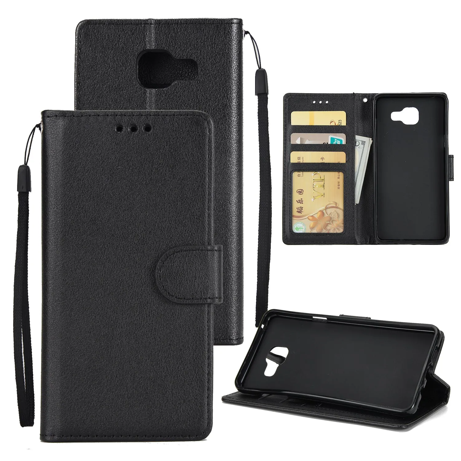 For Samsung On7-2016/J7 Prime Protective Cover PU Cell Phone Case with Card Slot  wine Red