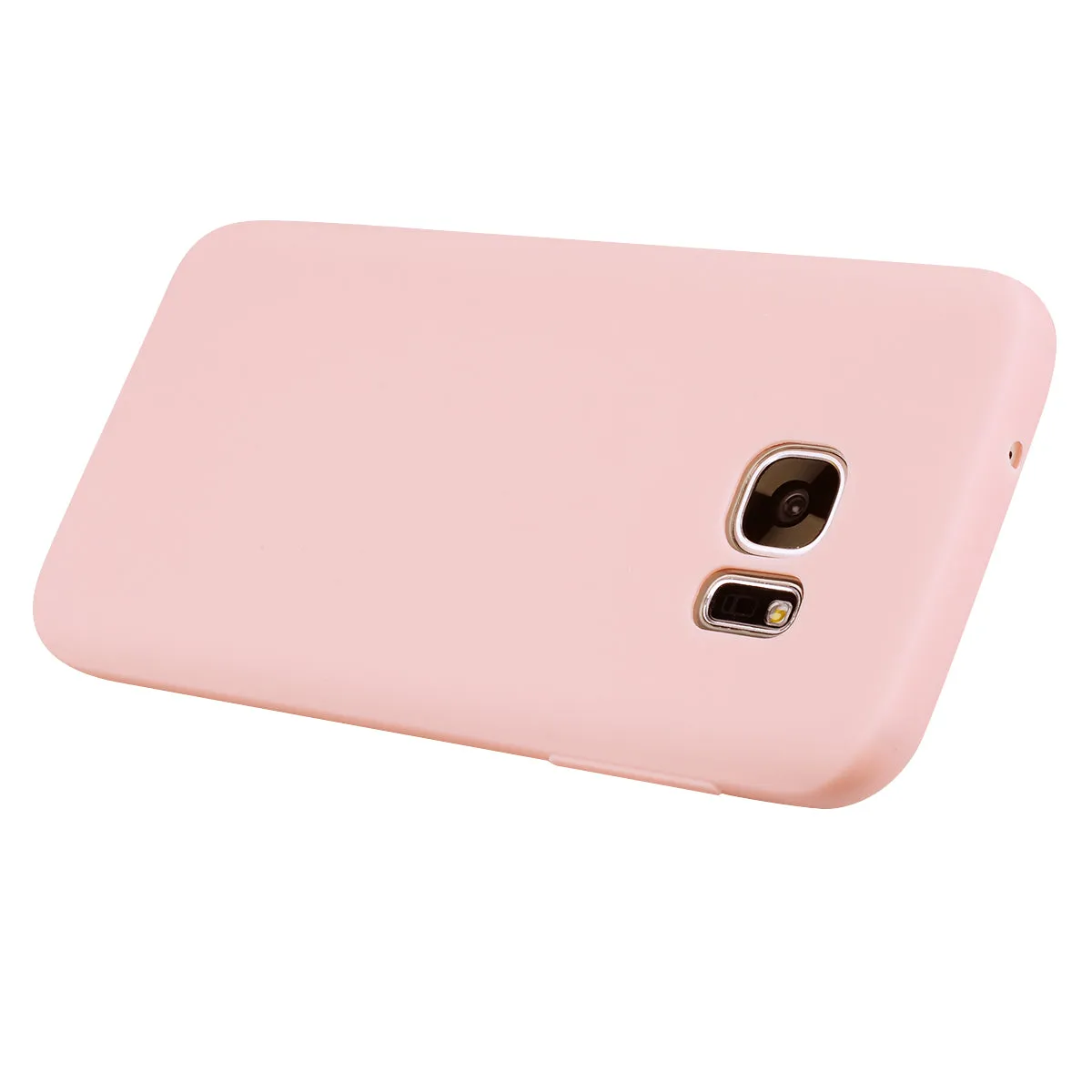 for Samsung S7 Cute Candy Color Matte TPU Anti-scratch Non-slip Protective Cover Back Case Light pink