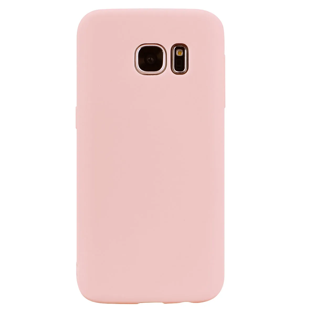for Samsung S7 Cute Candy Color Matte TPU Anti-scratch Non-slip Protective Cover Back Case Light pink