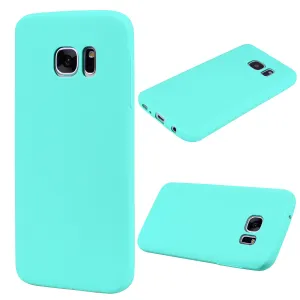 for Samsung S7 edge Cute Candy Color Matte TPU Anti-scratch Non-slip Protective Cover Back Case Light blue