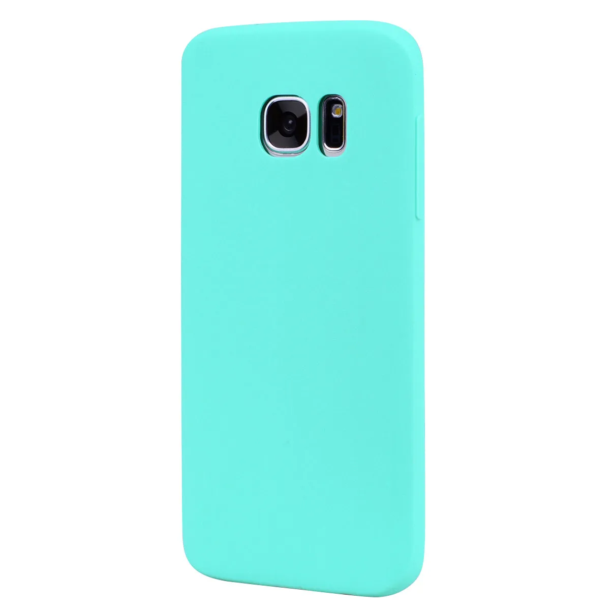 for Samsung S7 edge Cute Candy Color Matte TPU Anti-scratch Non-slip Protective Cover Back Case Light blue