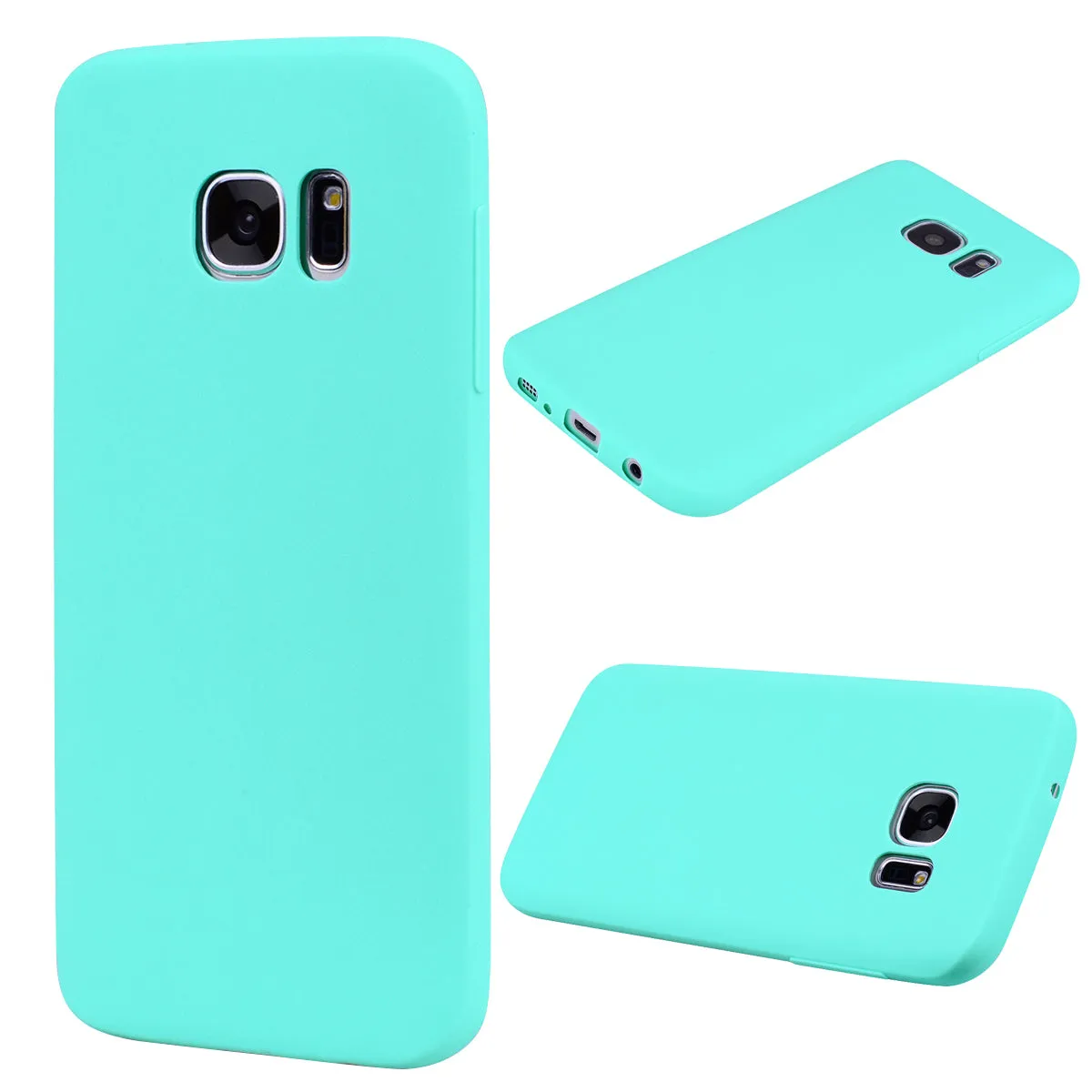 for Samsung S7 edge Cute Candy Color Matte TPU Anti-scratch Non-slip Protective Cover Back Case Light blue