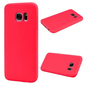 for Samsung S7 edge Cute Candy Color Matte TPU Anti-scratch Non-slip Protective Cover Back Case red