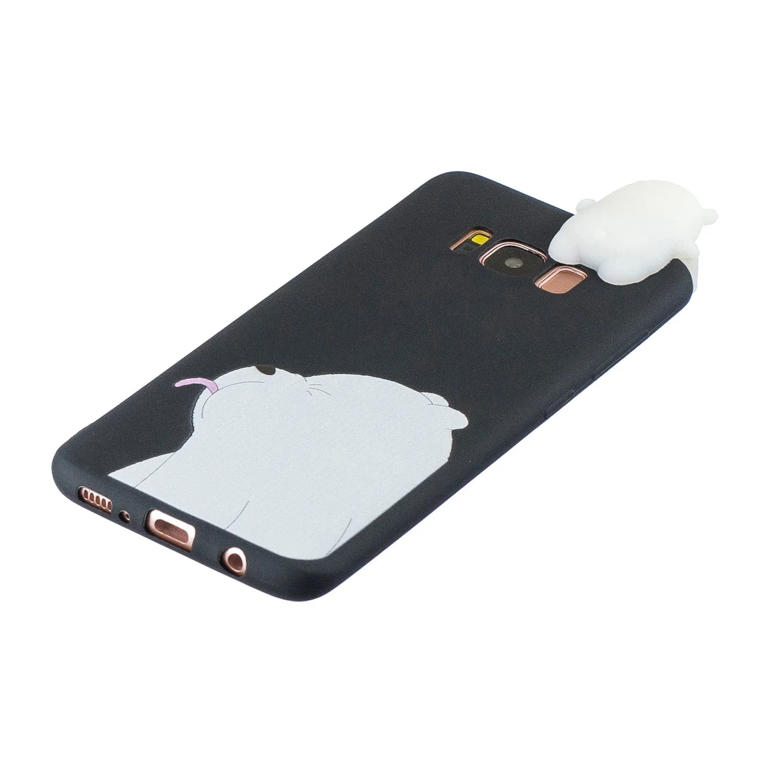 For Samsung S8 3D Cartoon Lovely Coloured Painted Soft TPU Back Cover Non-slip Shockproof Full Protective Case black