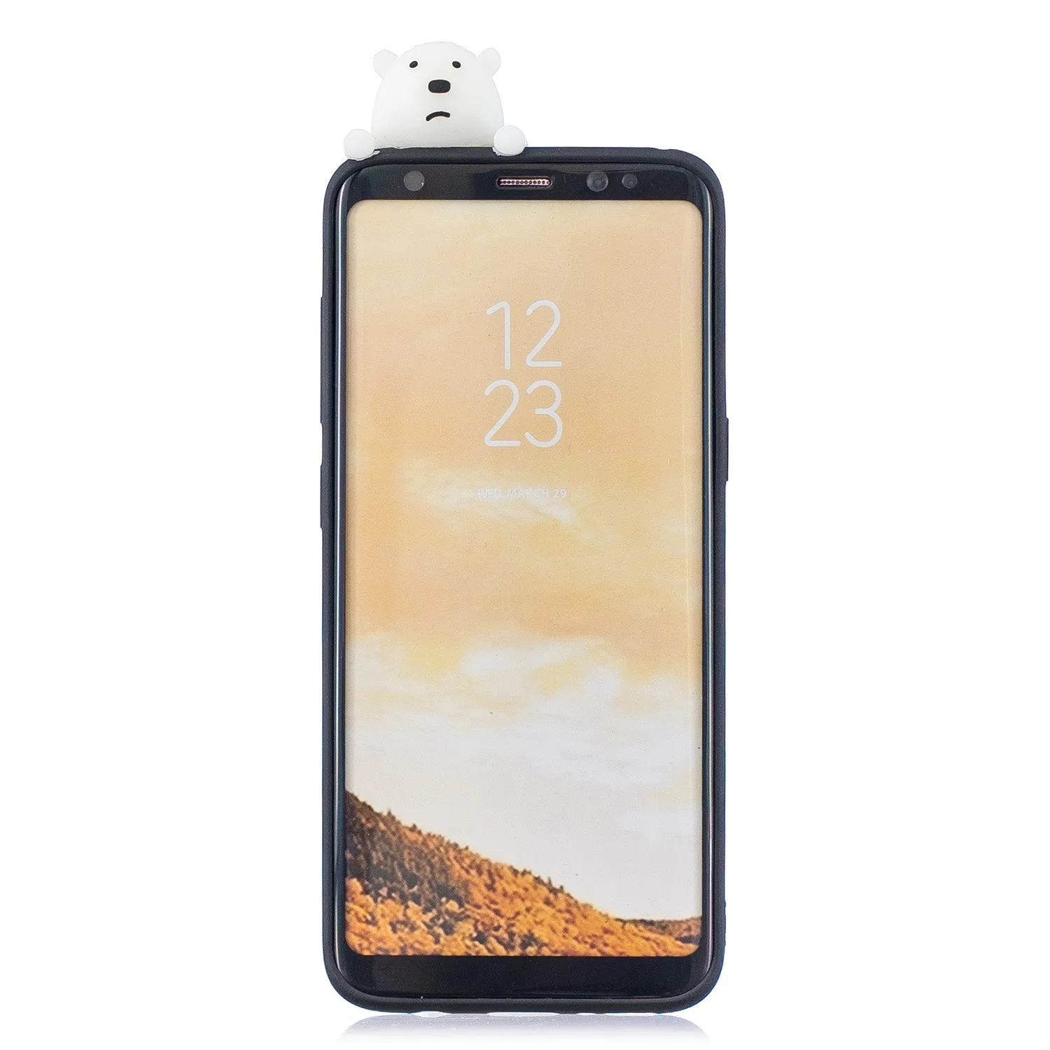 For Samsung S8 3D Cartoon Lovely Coloured Painted Soft TPU Back Cover Non-slip Shockproof Full Protective Case black