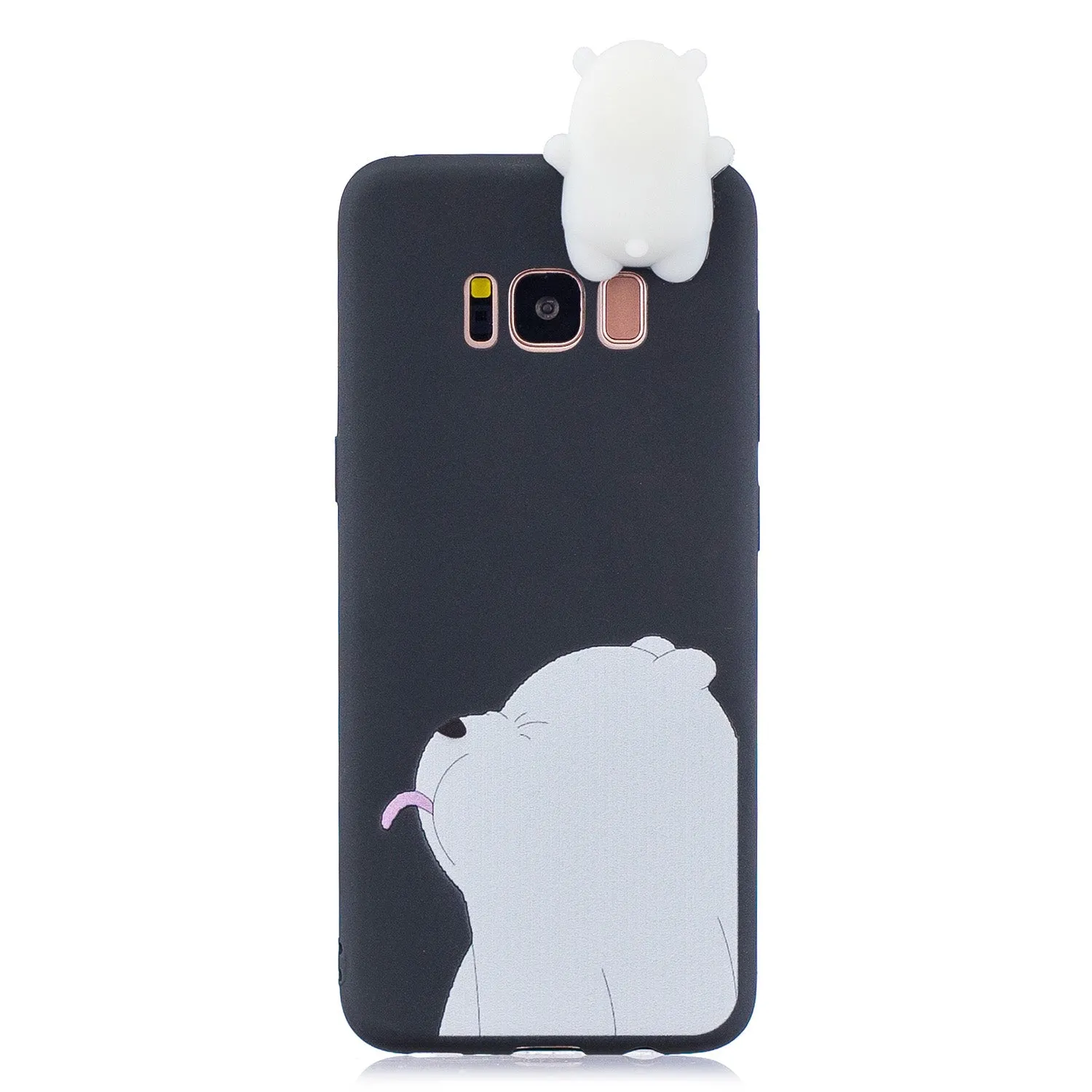 For Samsung S8 3D Cartoon Lovely Coloured Painted Soft TPU Back Cover Non-slip Shockproof Full Protective Case black