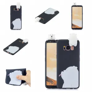 For Samsung S8 3D Cartoon Lovely Coloured Painted Soft TPU Back Cover Non-slip Shockproof Full Protective Case black
