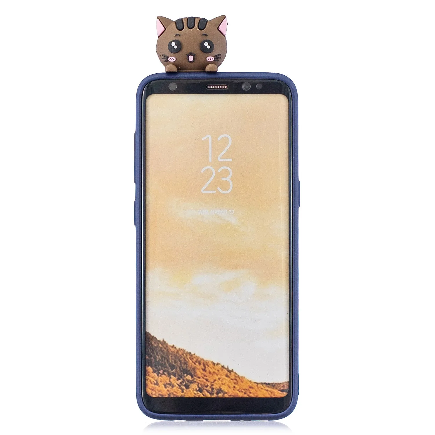 For Samsung S8 3D Cartoon Lovely Coloured Painted Soft TPU Back Cover Non-slip Shockproof Full Protective Case Light blue