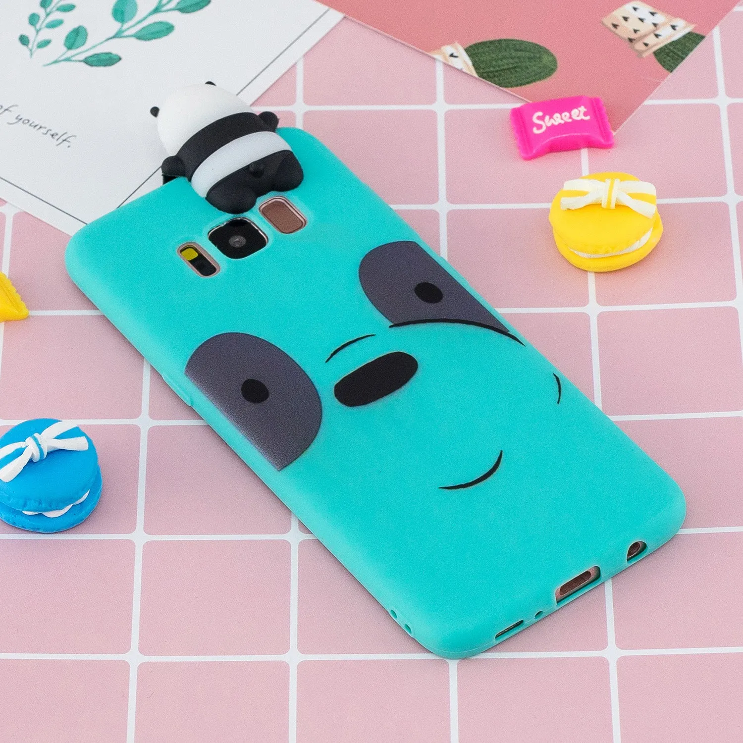 For Samsung S8 3D Cartoon Lovely Coloured Painted Soft TPU Back Cover Non-slip Shockproof Full Protective Case Light blue