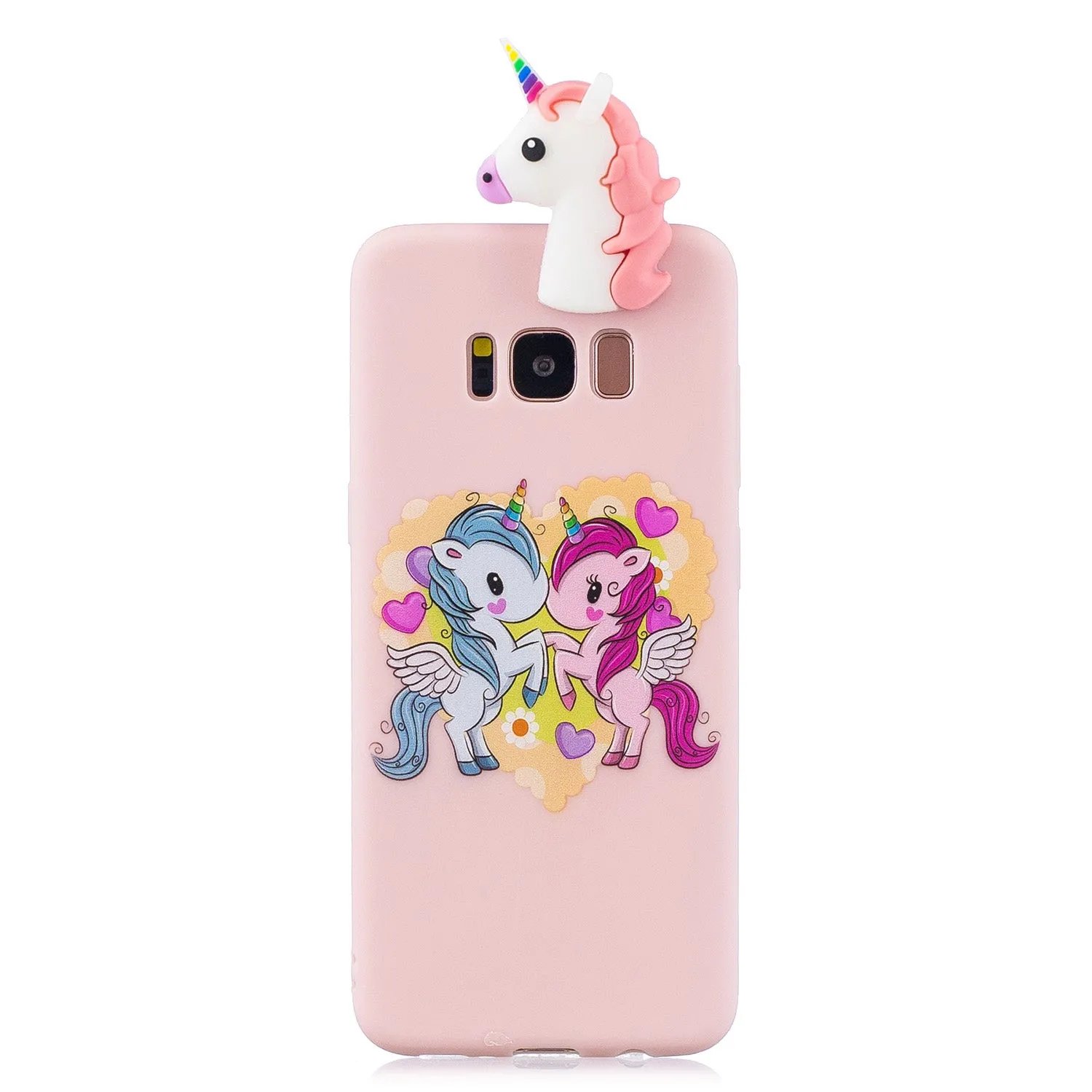 For Samsung S8 3D Cartoon Lovely Coloured Painted Soft TPU Back Cover Non-slip Shockproof Full Protective Case Light pink