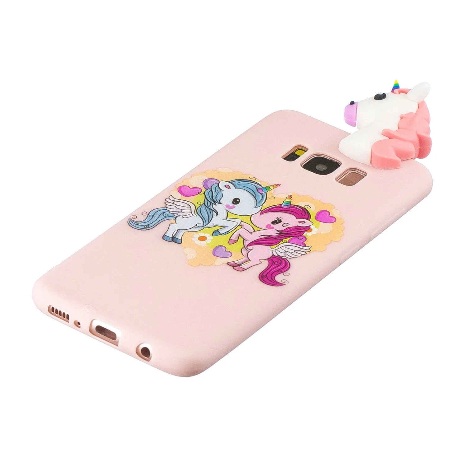 For Samsung S8 3D Cartoon Lovely Coloured Painted Soft TPU Back Cover Non-slip Shockproof Full Protective Case Light pink