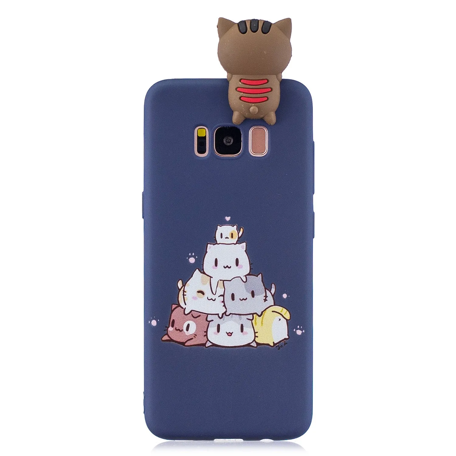 For Samsung S8 3D Cartoon Lovely Coloured Painted Soft TPU Back Cover Non-slip Shockproof Full Protective Case red