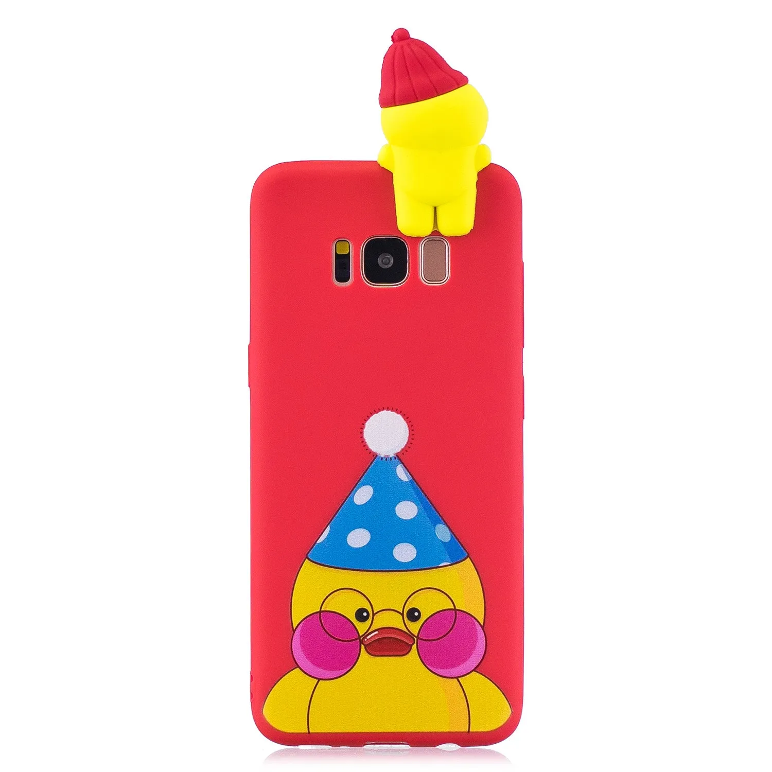 For Samsung S8 3D Cartoon Lovely Coloured Painted Soft TPU Back Cover Non-slip Shockproof Full Protective Case red