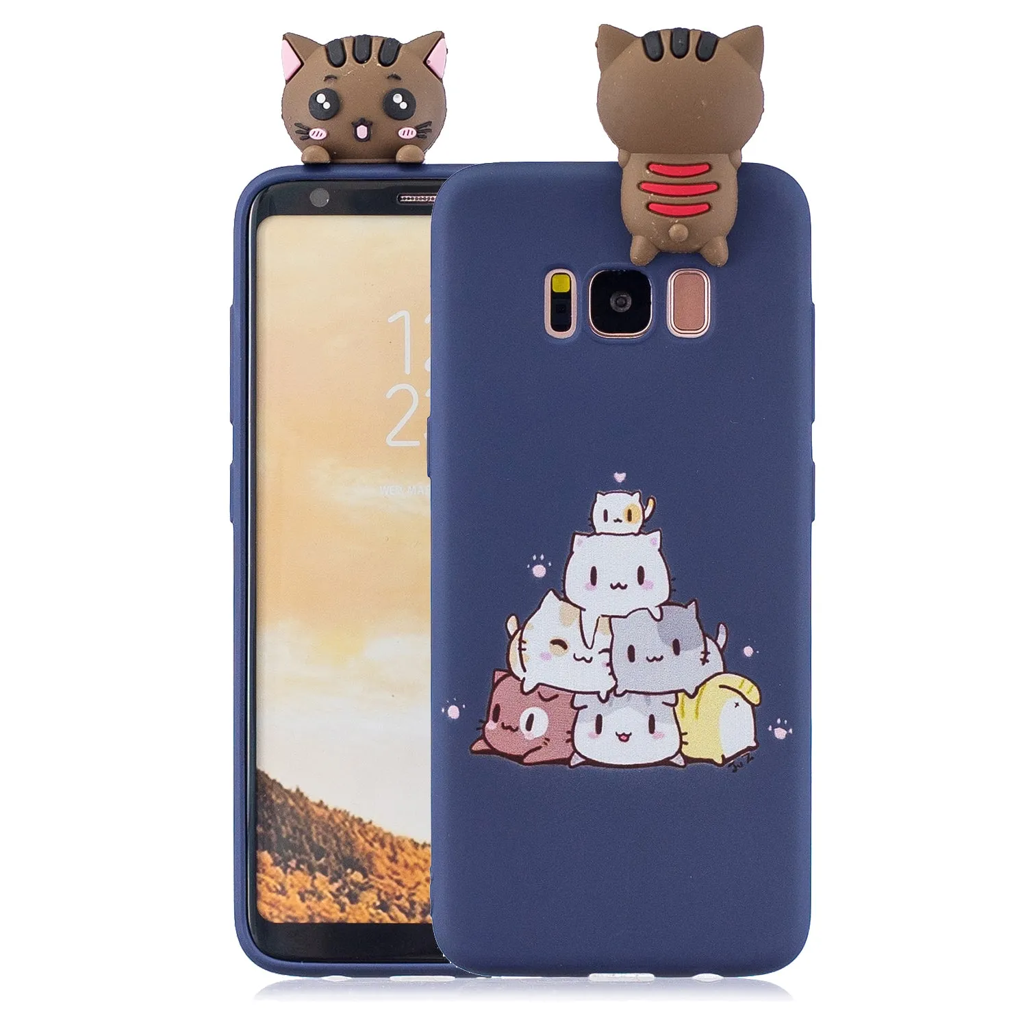 For Samsung S8 3D Cartoon Lovely Coloured Painted Soft TPU Back Cover Non-slip Shockproof Full Protective Case red