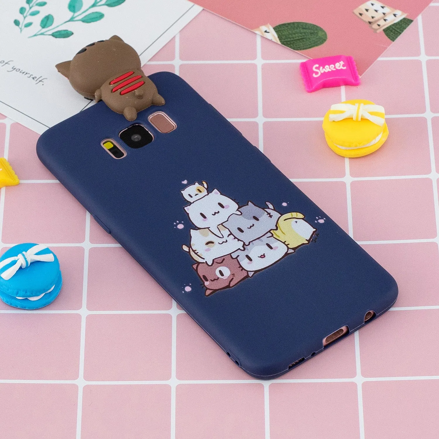 For Samsung S8 3D Cartoon Lovely Coloured Painted Soft TPU Back Cover Non-slip Shockproof Full Protective Case sapphire