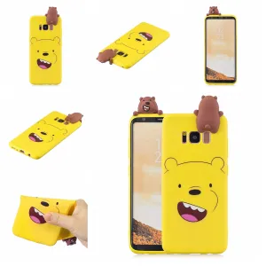 For Samsung S8 3D Cartoon Lovely Coloured Painted Soft TPU Back Cover Non-slip Shockproof Full Protective Case yellow