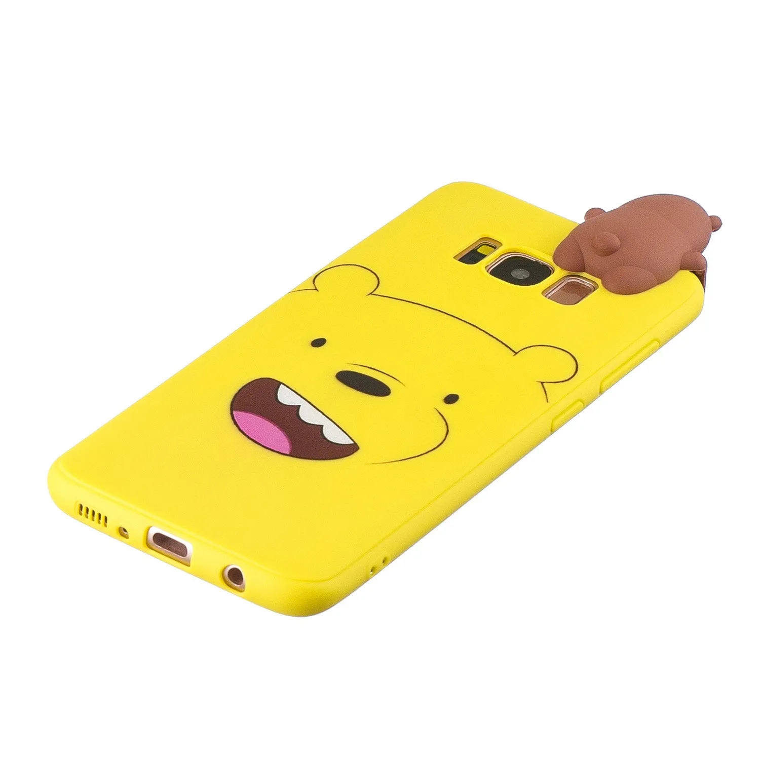 For Samsung S8 3D Cartoon Lovely Coloured Painted Soft TPU Back Cover Non-slip Shockproof Full Protective Case yellow