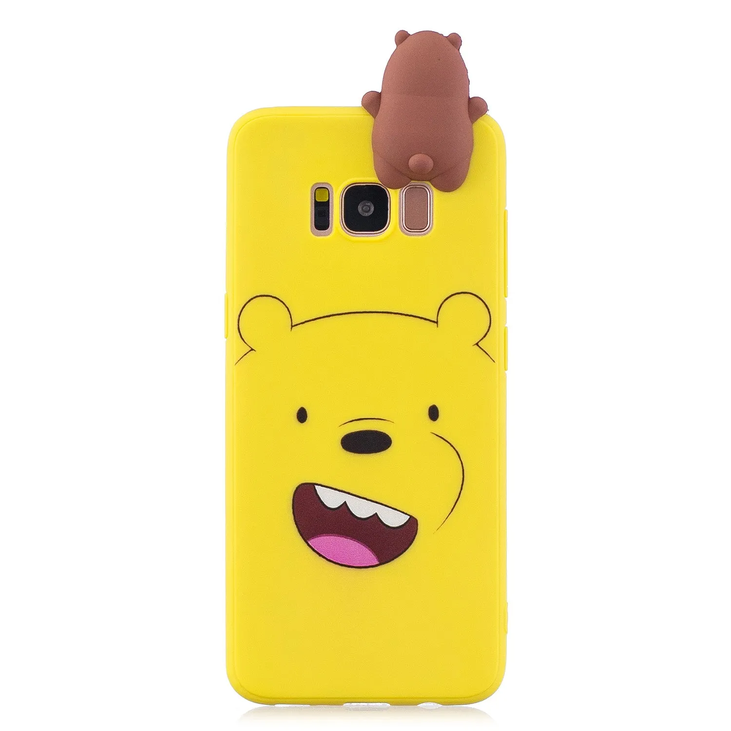 For Samsung S8 3D Cartoon Lovely Coloured Painted Soft TPU Back Cover Non-slip Shockproof Full Protective Case yellow