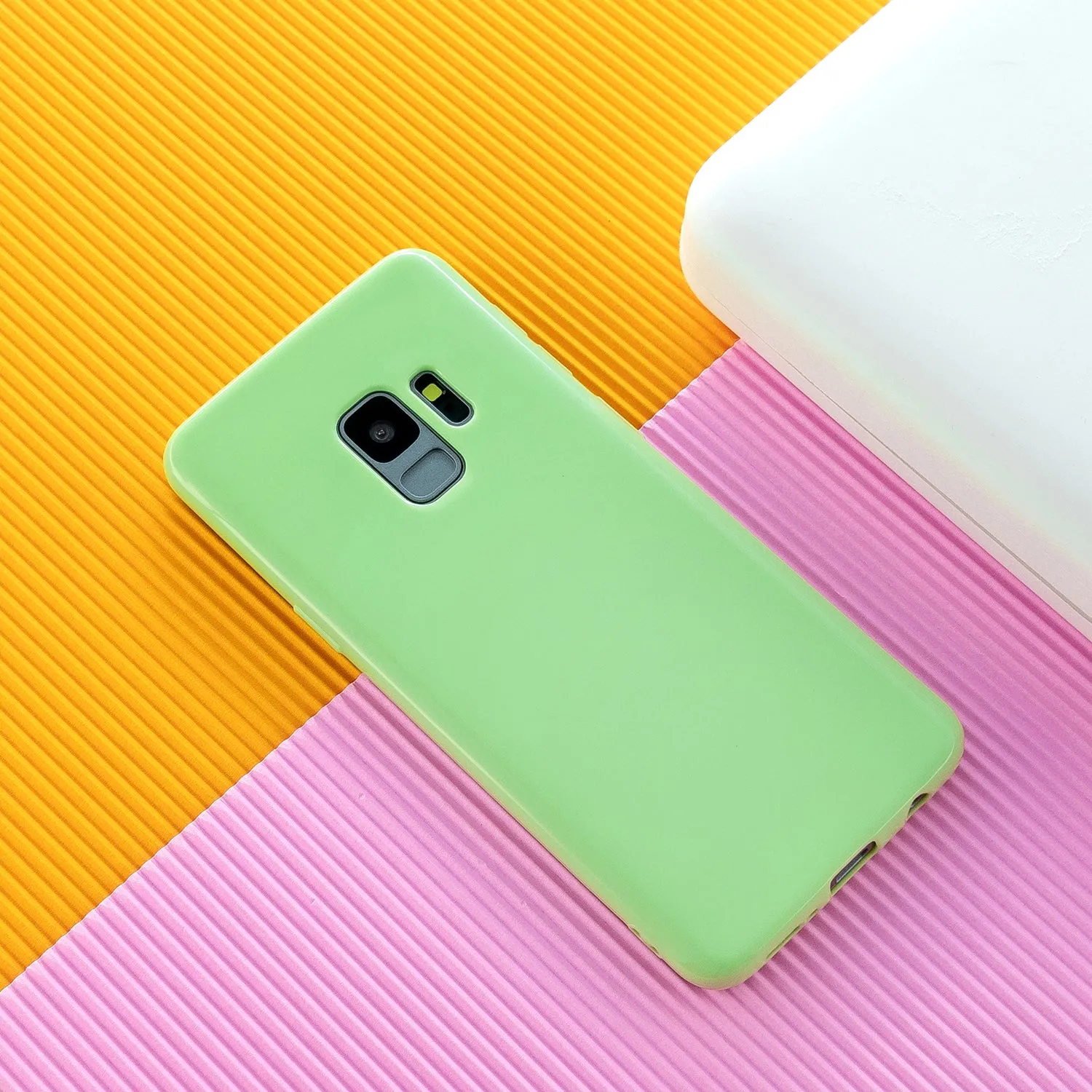 For Samsung S9/S9 Plus Mobile Phone Cover Classic Plain Design Classic Smartphone Case Soft TPU Phone Shell Sakura pink