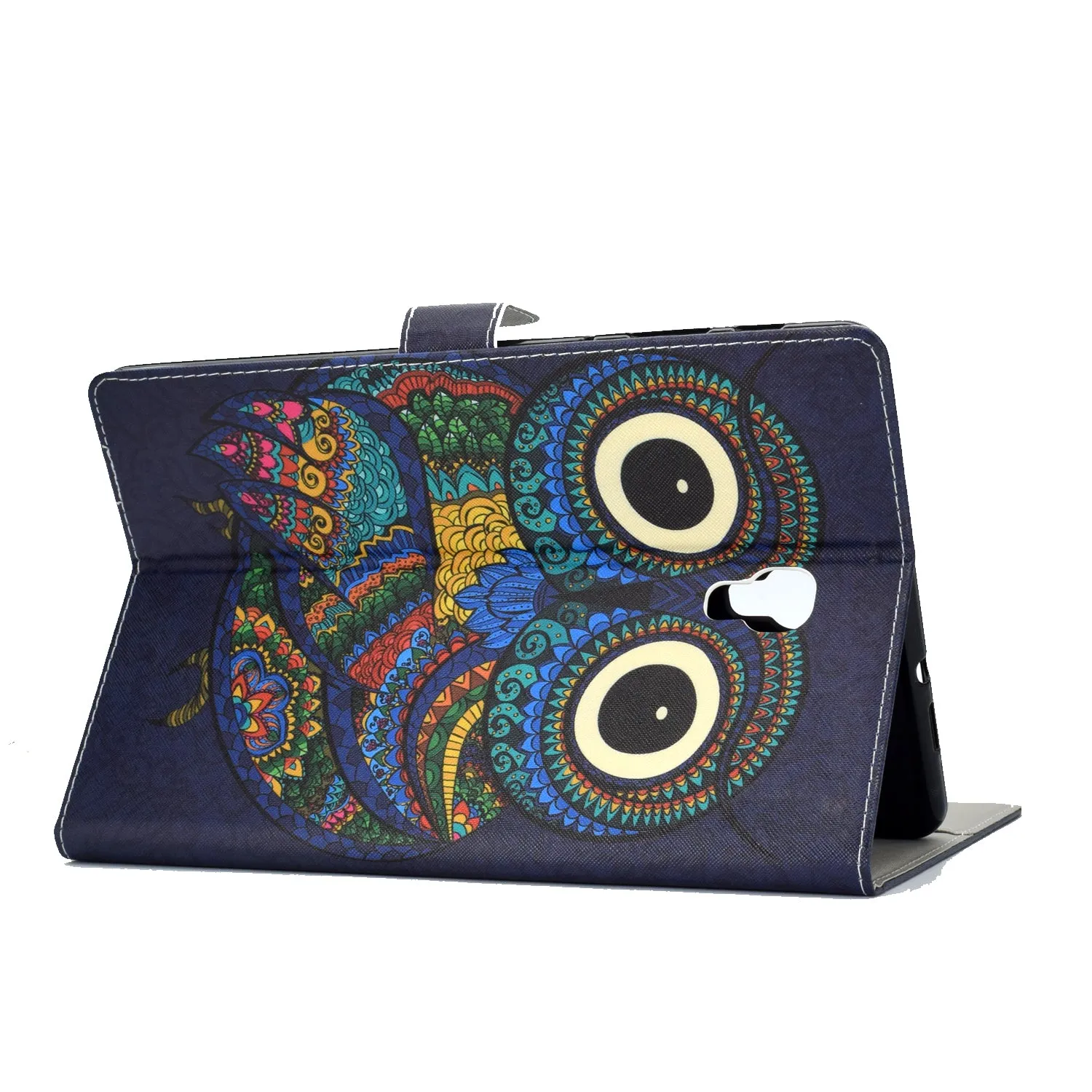 For Samsung T590 Laptop Protective Case Color Painted Smart Stay PU Cover with Front Snap owl