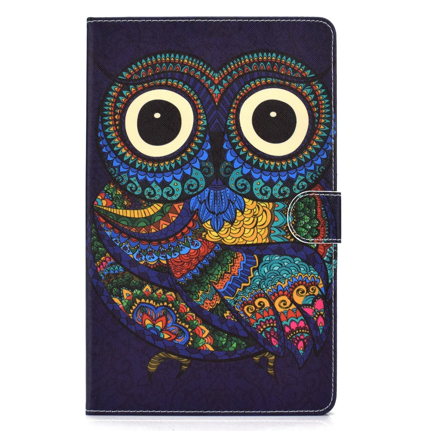 For Samsung T590 Laptop Protective Case Color Painted Smart Stay PU Cover with Front Snap owl
