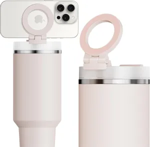 for Stanley Cup Phone Holder with Magnetic Phone Holder for Quencher H2.0 FlowState Tumbler Foldable Stand Water Bottle for Stanley Cup Accessories Hands Free for All Phones Cases