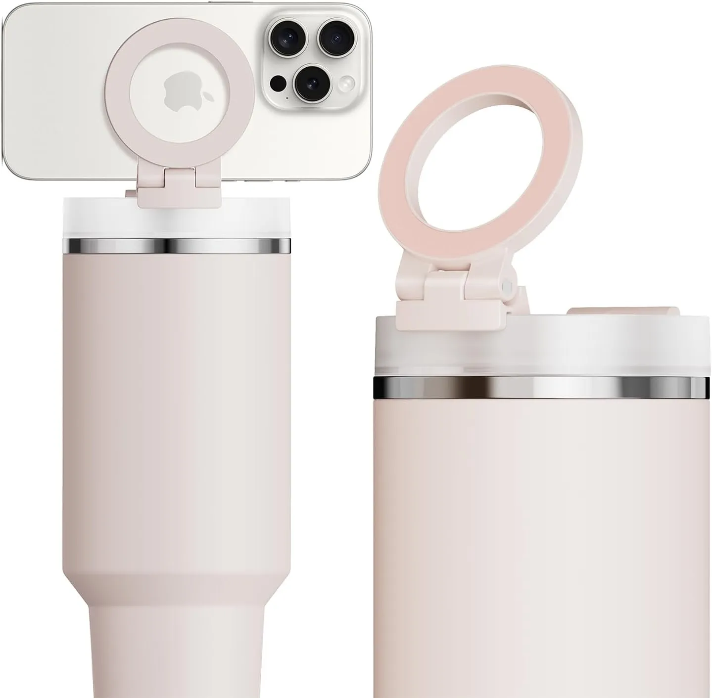 for Stanley Cup Phone Holder with Magnetic Phone Holder for Quencher H2.0 FlowState Tumbler Foldable Stand Water Bottle for Stanley Cup Accessories Hands Free for All Phones Cases