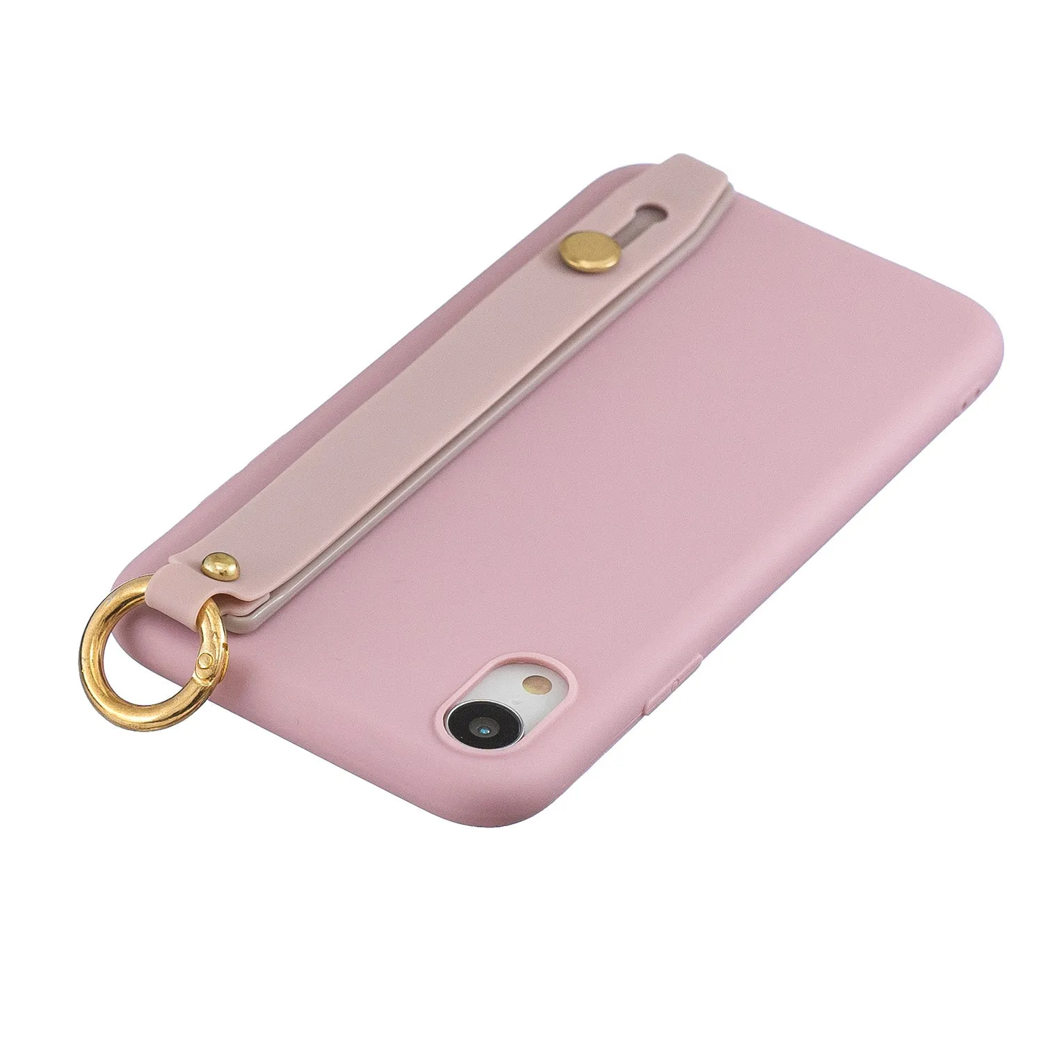For VIVO V15 Simple Solid Color Chic Wrist Rope Bracket Matte TPU Anti-scratch Non-slip Protective Cover Back Case 11 Lotus pink