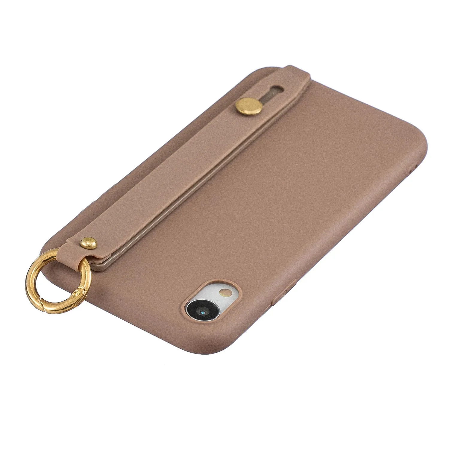 For VIVO V15 Simple Solid Color Chic Wrist Rope Bracket Matte TPU Anti-scratch Non-slip Protective Cover Back Case 9 coffee