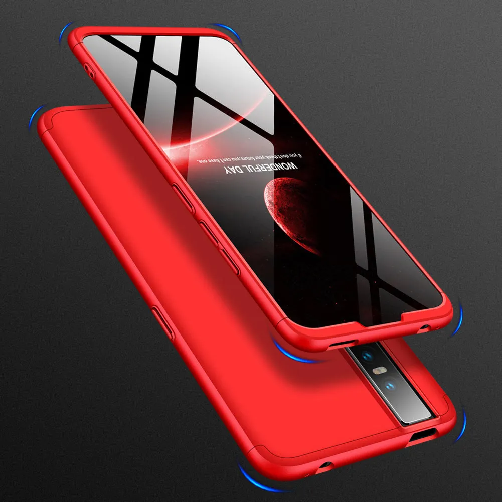 For VIVO V15pro Ultra Slim PC Back Cover Non-slip Shockproof 360 Degree Full Protective Case red